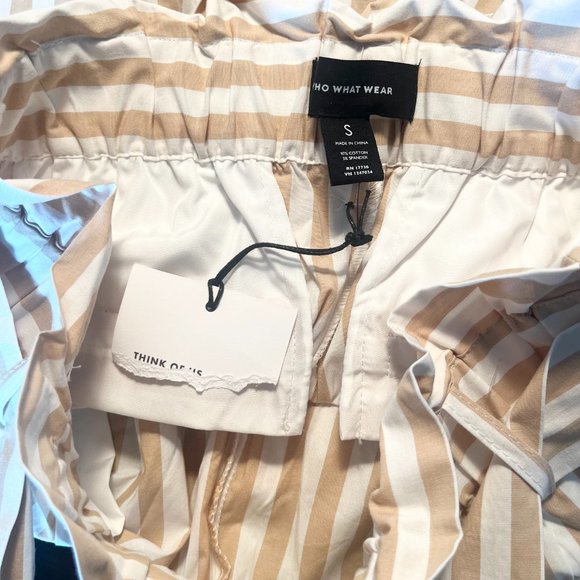 New Who What Wear Paperbag Waist Pinstripe Wide Leg Crop Pants Small - Picture 4 of 4